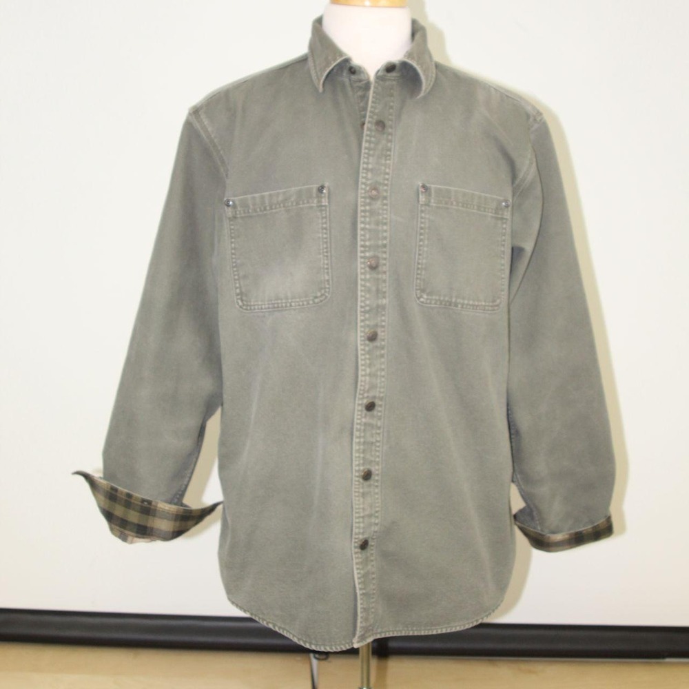 Vintage L.L.Bean Canvas Flannel Lined Shirt Jacket Workwear Large